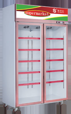 Harga yang bagus 910L 220V 2 Pintu Kaca Pintu Freezer Nyaman Pintu Ganda Tampilan Freezer on line