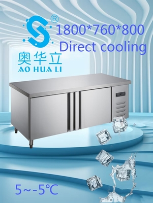 Buen precio 450L 2 puertas congelador bajo el mostrador Compacto refrigerador comercial gran congelador en línea