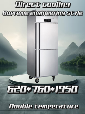 Harga yang bagus 600L 2 Pintu Freezer Komersial 310W 240V Komersial Dapur Kulkas Freezer on line